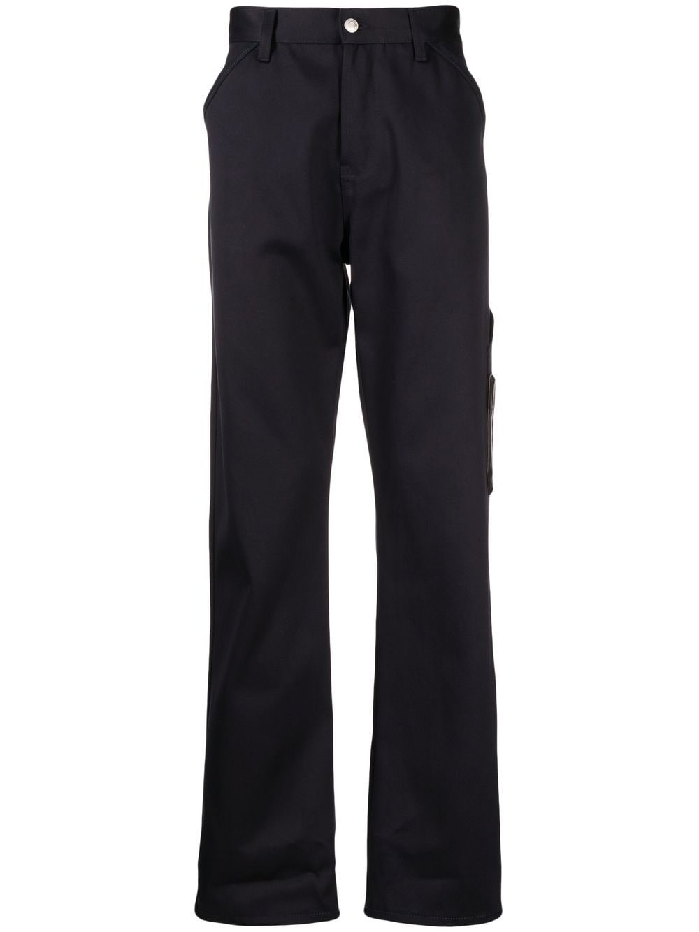 embroidered-logo straight-leg trousers - 1