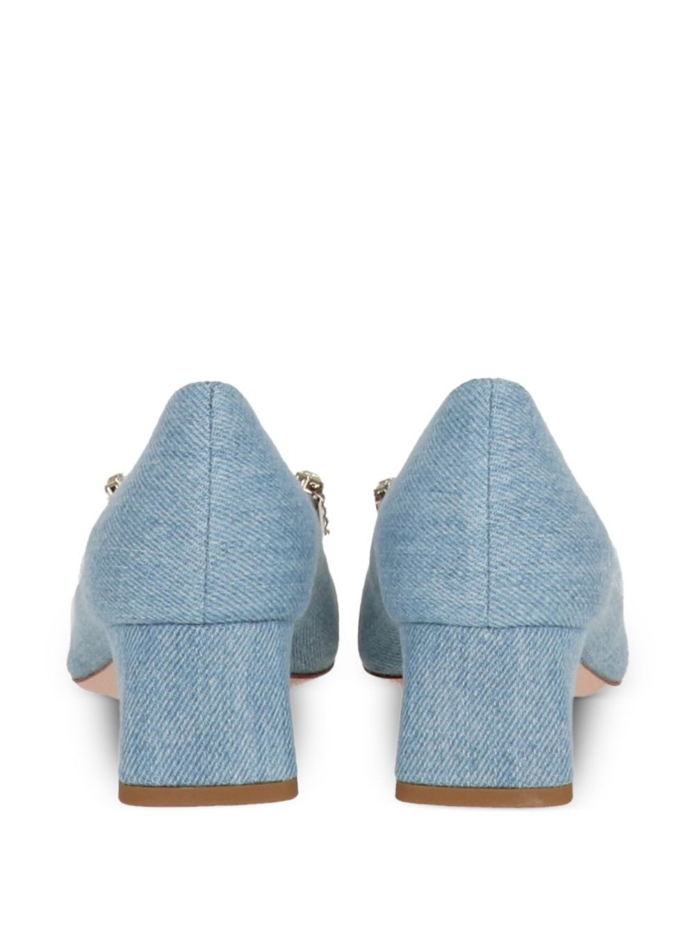 crystal-buckle denim pumps - 3