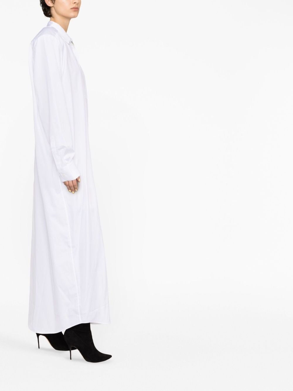 long-sleeved cotton maxi shirt dress - 3