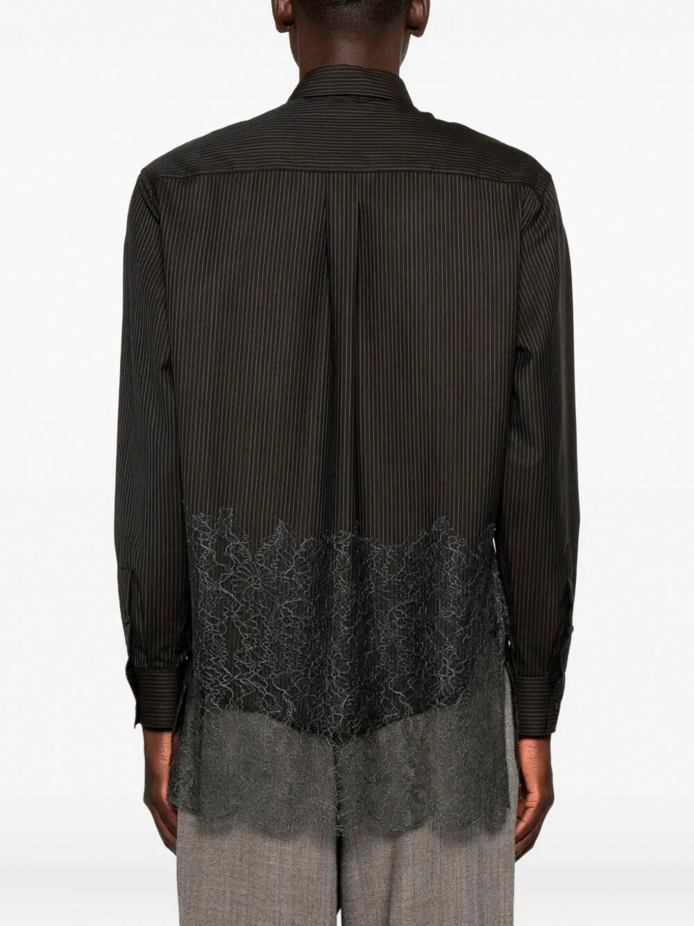 Wool Shirt With Stripes And Lace - 3