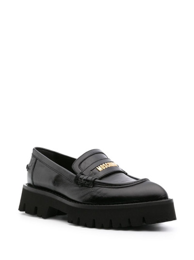 Moschino logo-lettering chunky leather loafers outlook