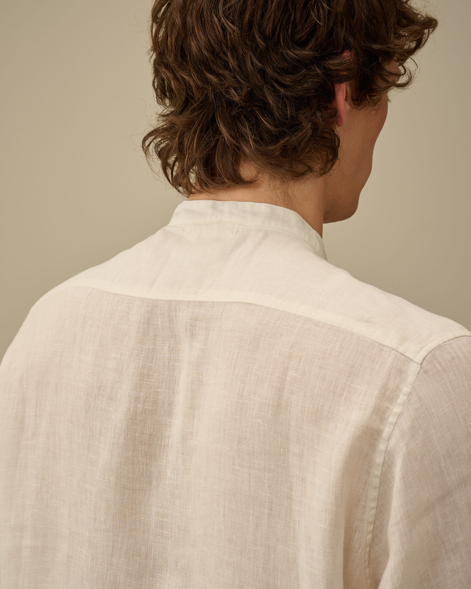 Linen Banded Collar Shirt - 6