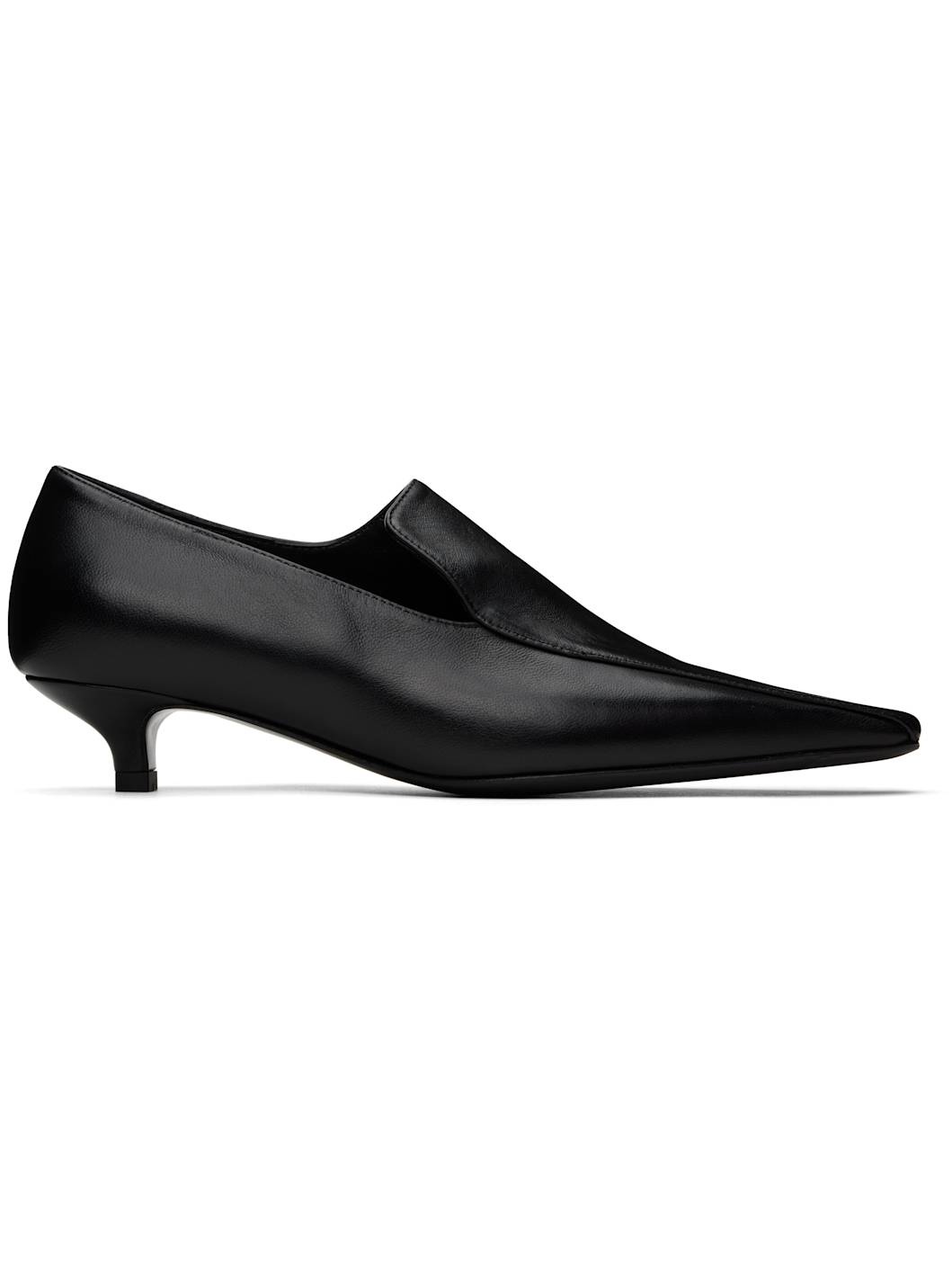 Black Leather Kitten Heels - 1