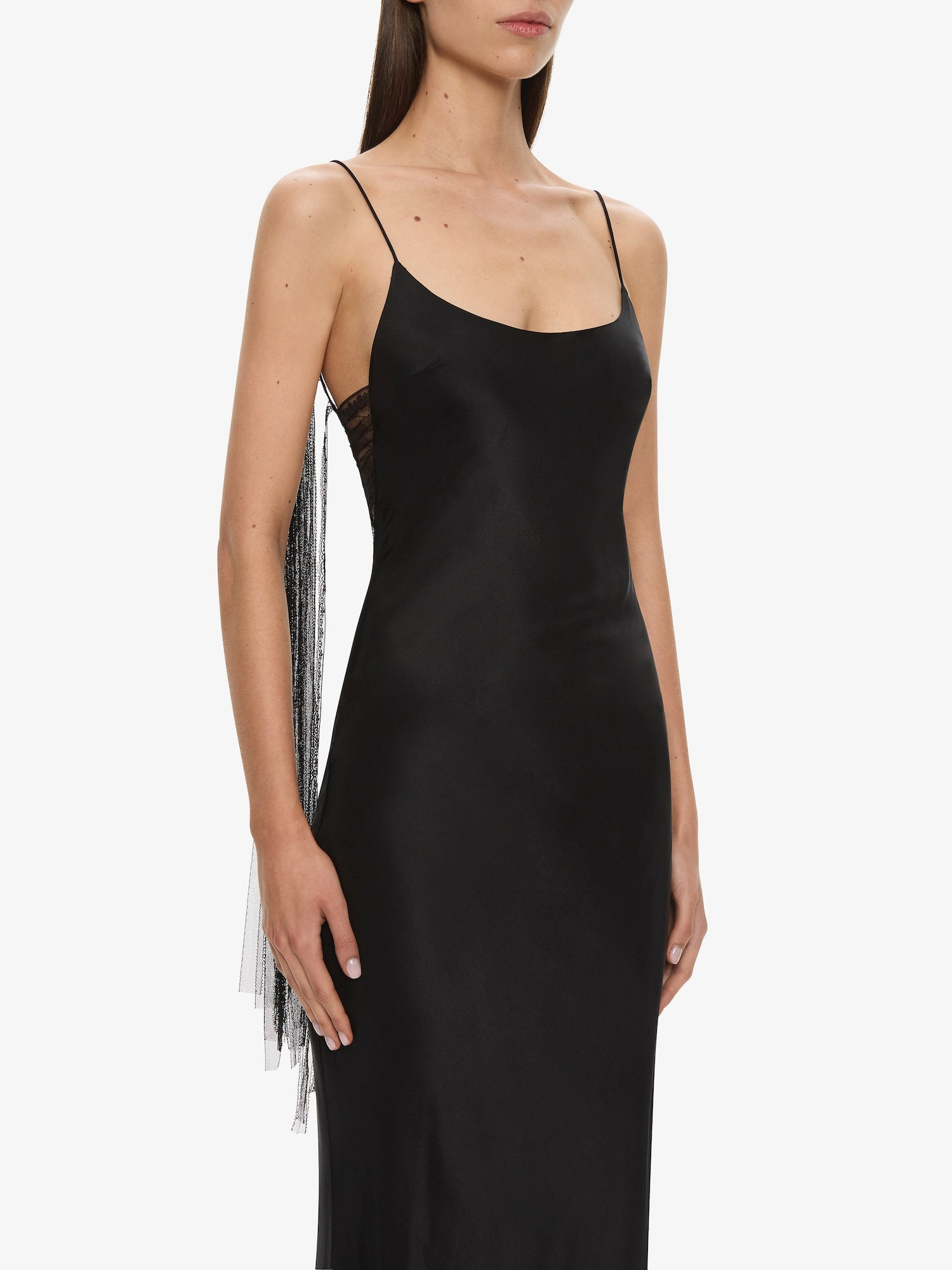 Lattice Lace Silk Gown - 4