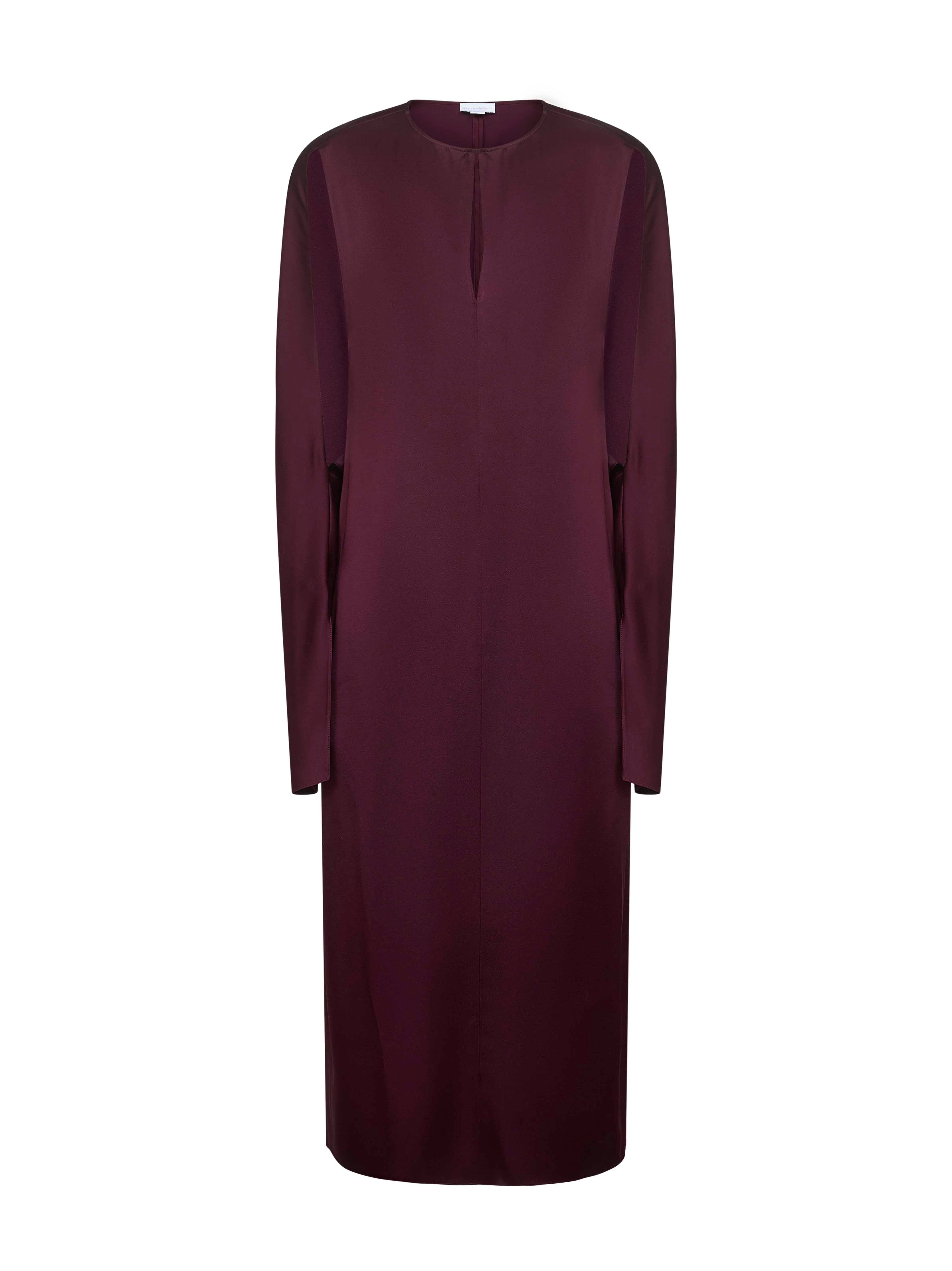 Burgundy satin midi dress - 1