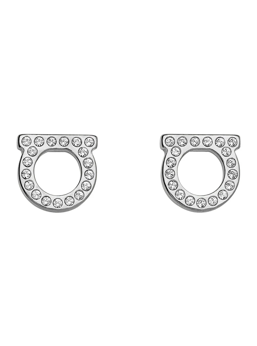 Ferragamo Women Silver-Colored Earrings With Gancini Design And Butterfly Clasp In Brass For Women - 1