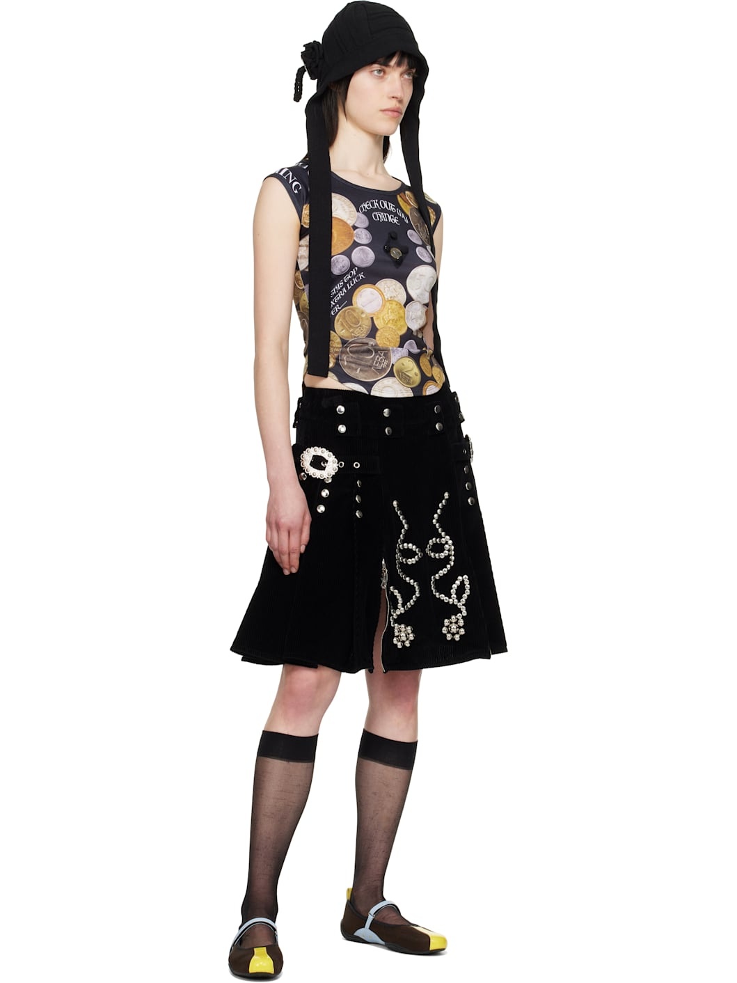 Black Angelica Coin Short Sleeve Top - 4