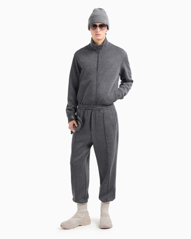 EMPORIO ARMANI Travel Essentials virgin wool-blend jersey full-zip cardigan outlook