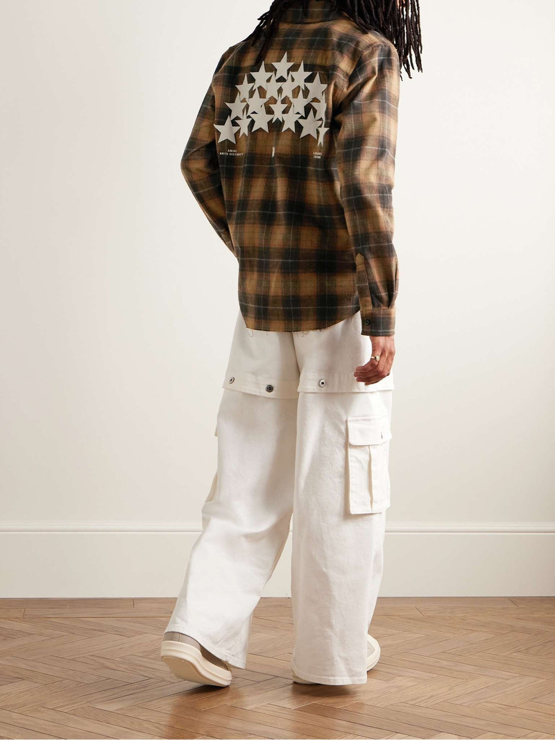 AMIRI Leather-Appliquéd Logo-Embroidered Checked Cotton-Flannel Shirt outlook