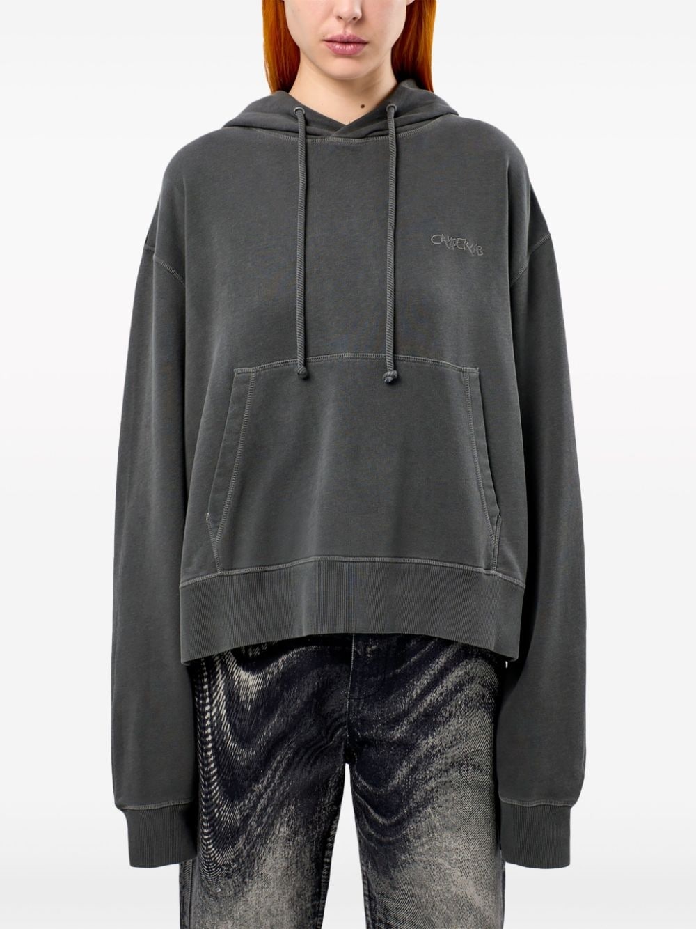 logo-embroidered cotton hoodie - 4
