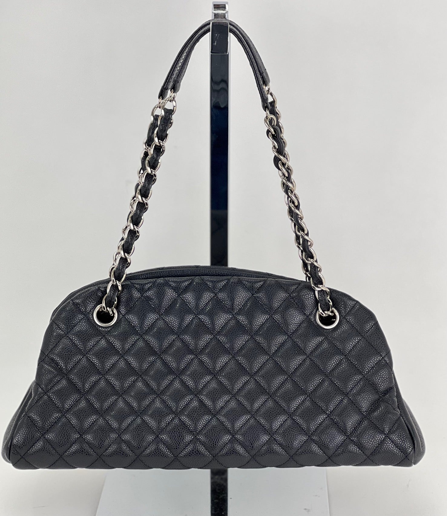 CHANEL Just Mademoiselle Quilted Caviar Black Bowling Shoulder - 2