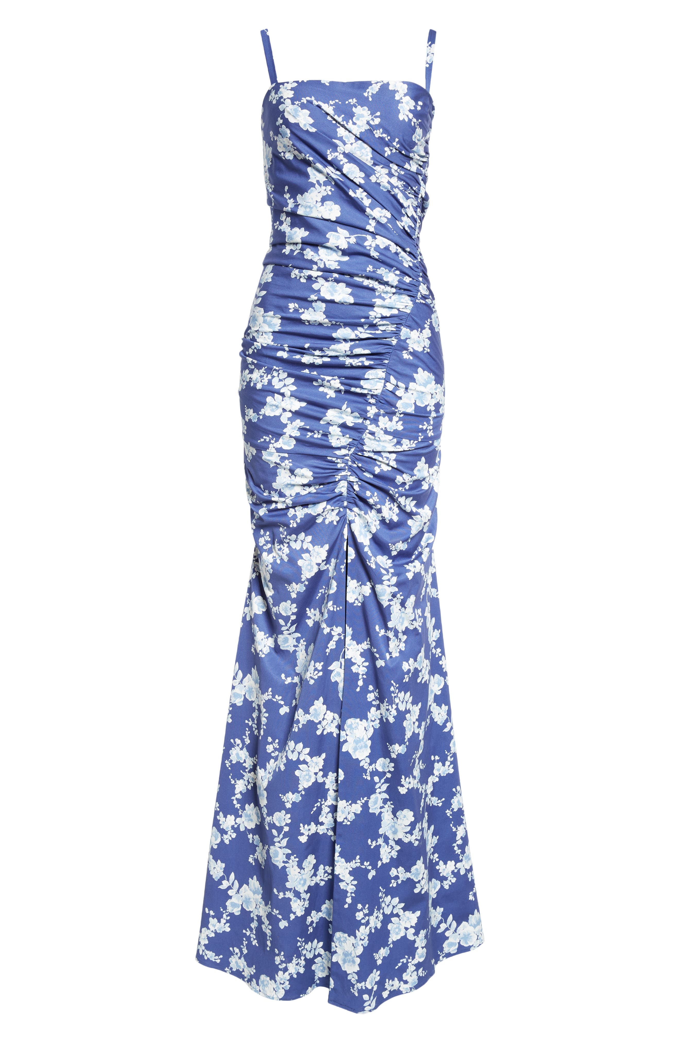 Carolina Herrera Floral Print Ruched Faille Gown in Nautilus Multi at Nordstrom - 5
