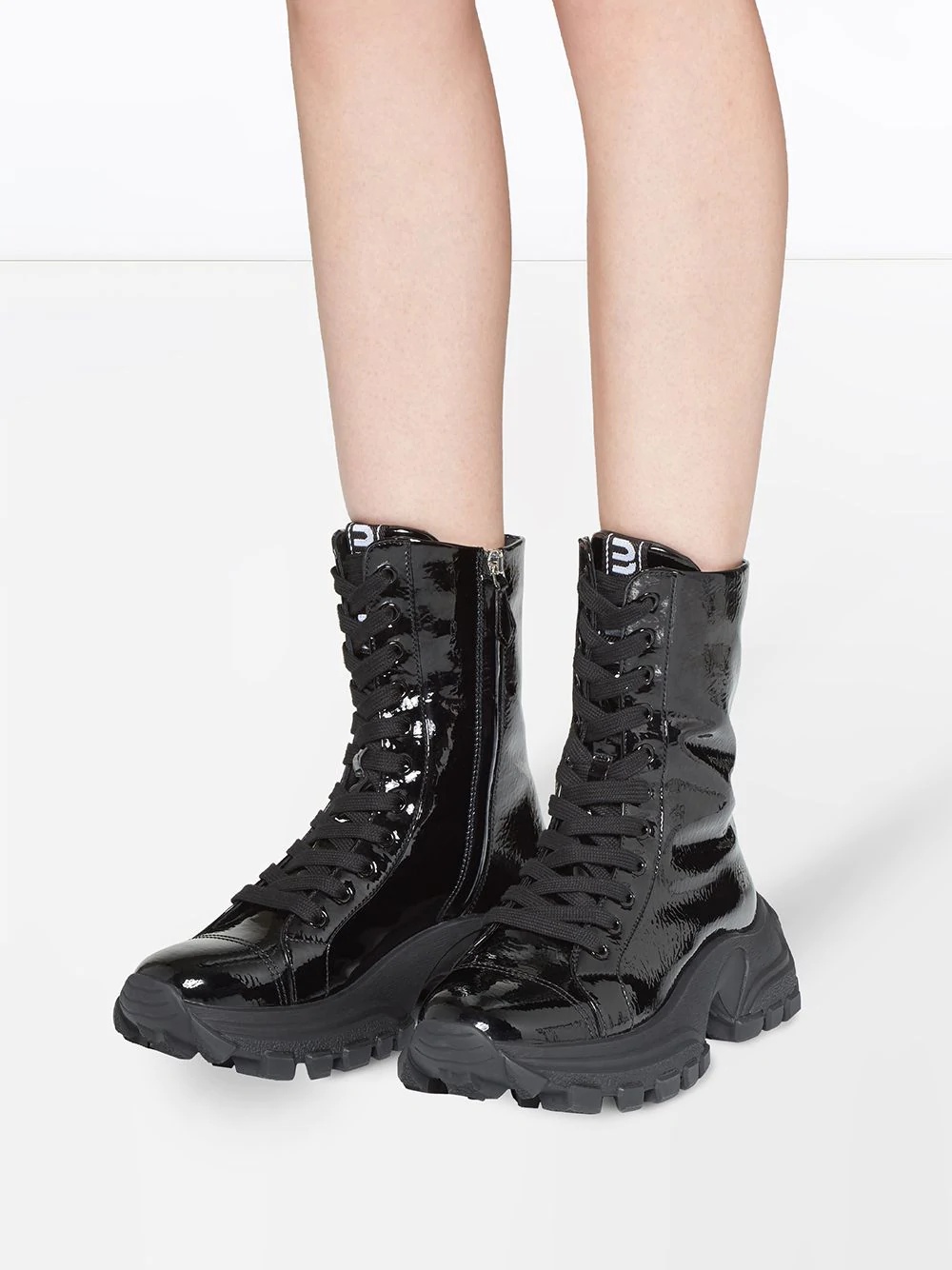 patent-finish lace-up boots - 5