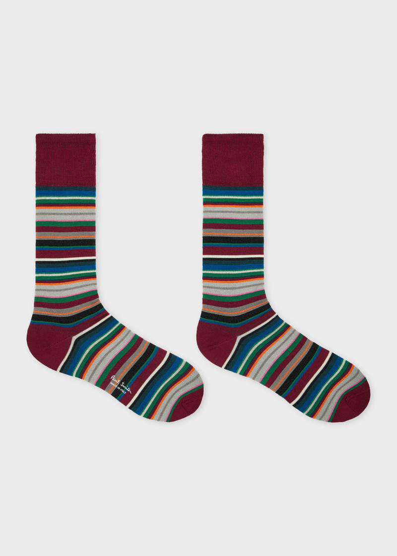 Paul Smith Burgundy Multicolour Stripe Socks outlook