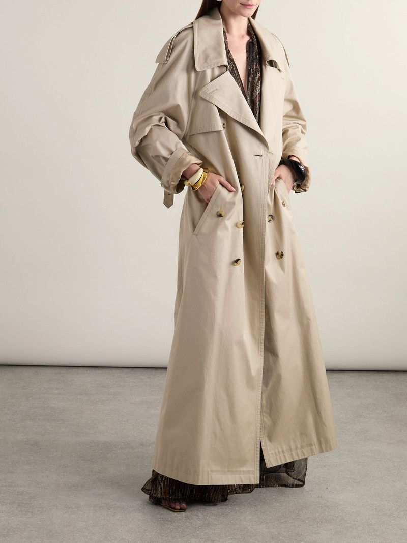 SAINT LAURENT Oversized belted cotton-twill trench coat Beige outlook