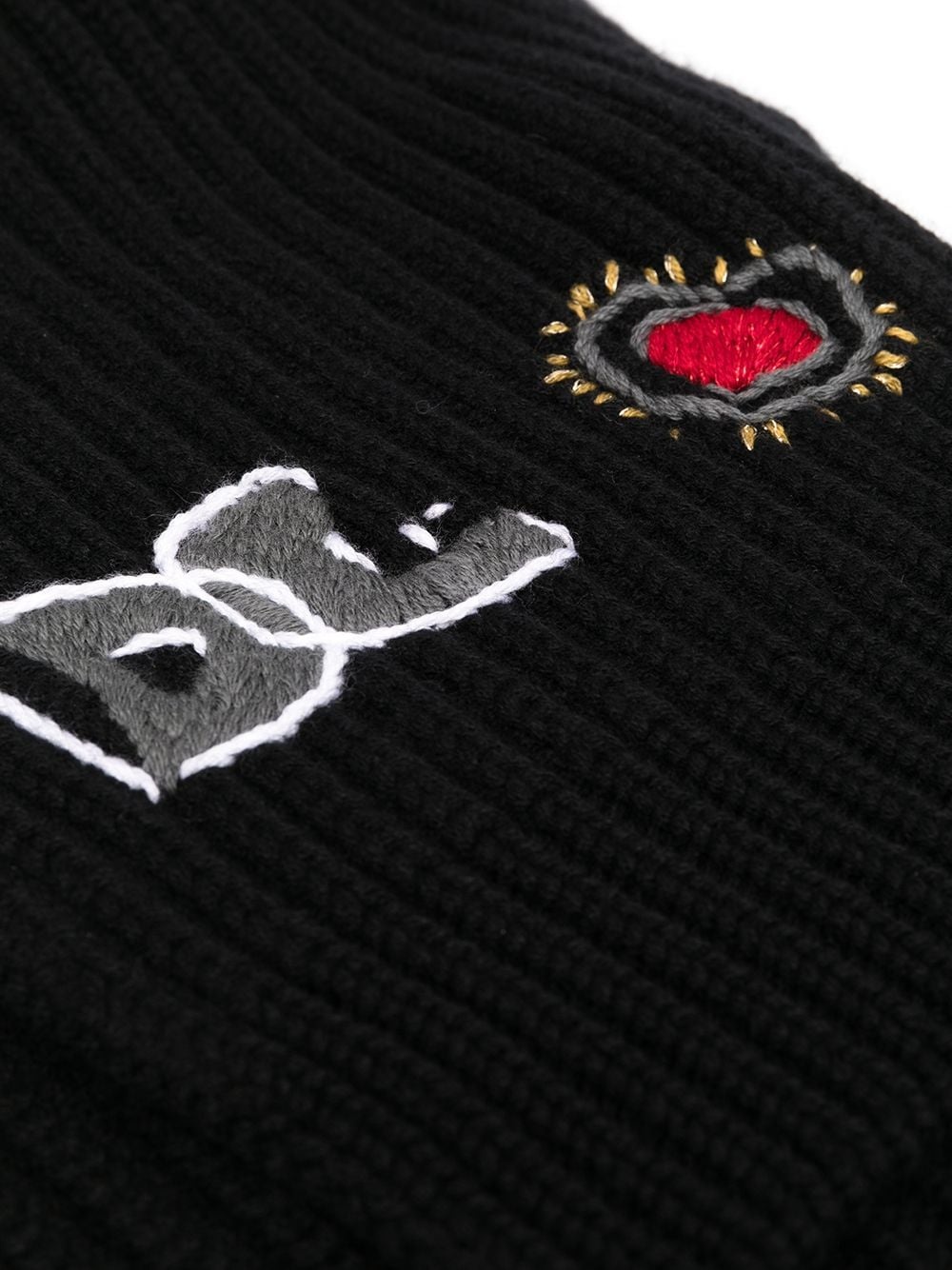 embroidered logo ribbed scarf - 3