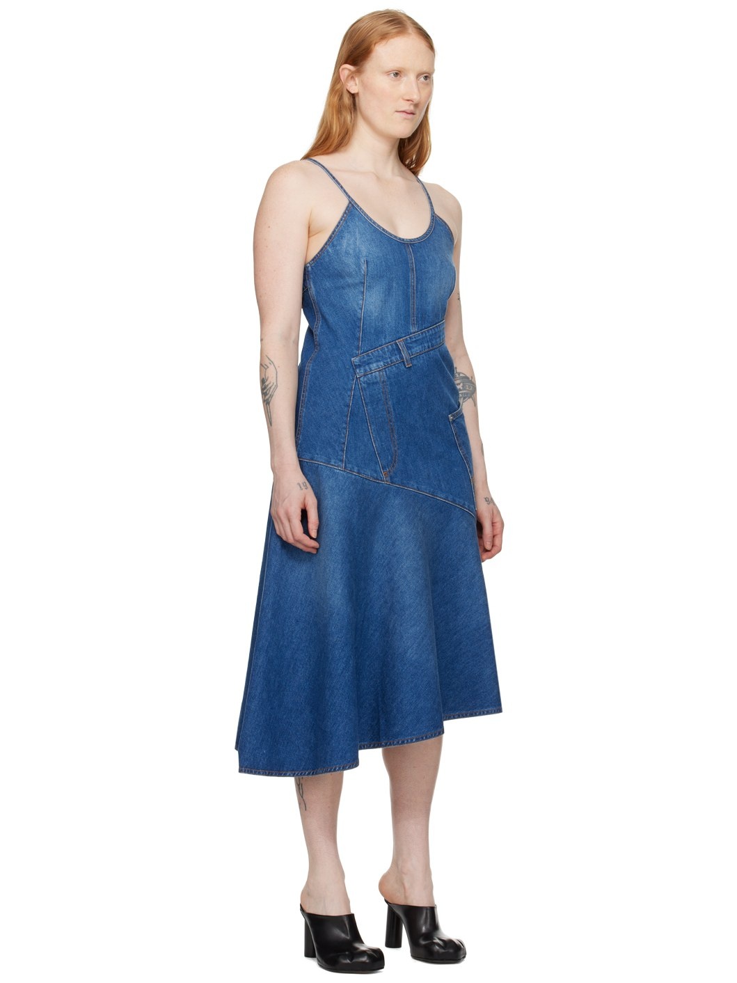 Blue Twisted Denim Midi Dress - 2