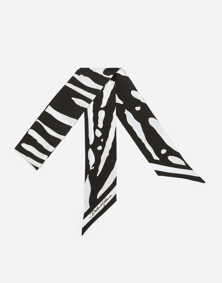 Zebra-print twill headscarf - 1