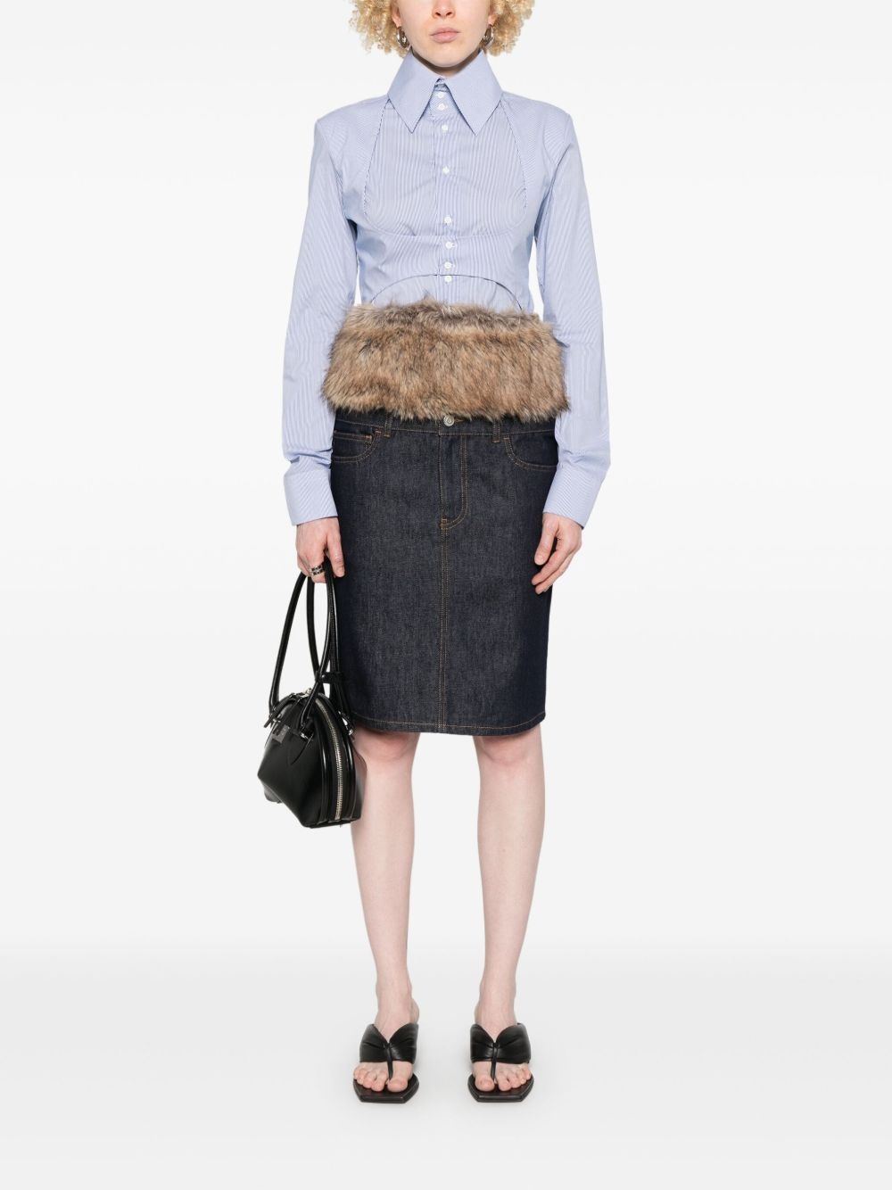 faux-fur hybrid midi skirt - 2