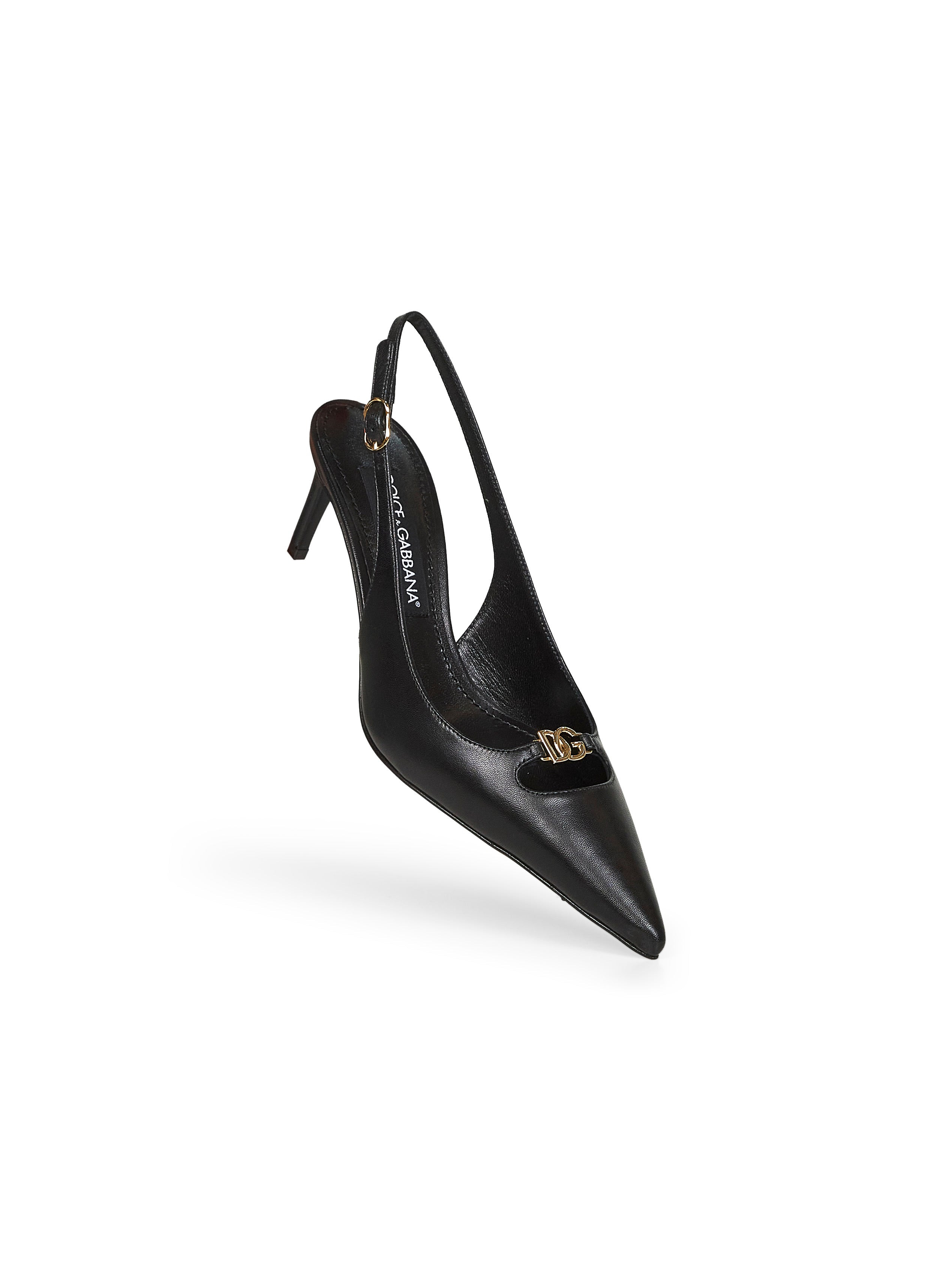 Black goatskin Lollo slingback - 4