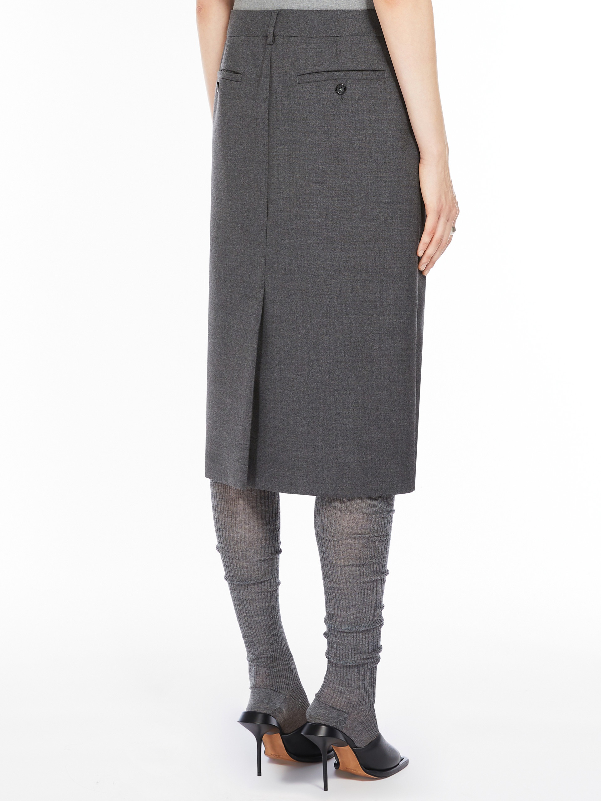 ALCESTE Stretch wool midi skirt - 4
