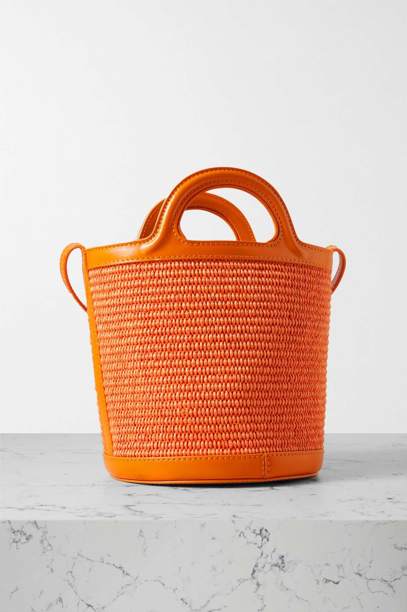 LocÃ² Small raffia-effect bucket bag