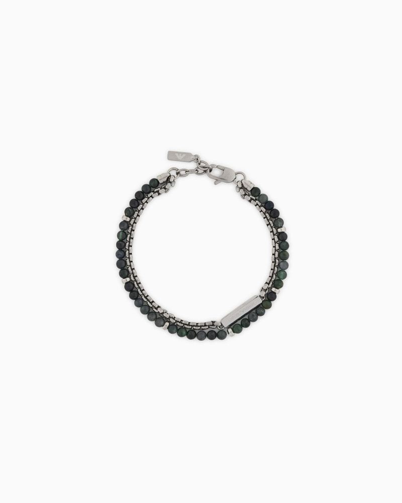 EMPORIO ARMANI GRASS AGATE STAINLESS STEEL ID BRACELET 1