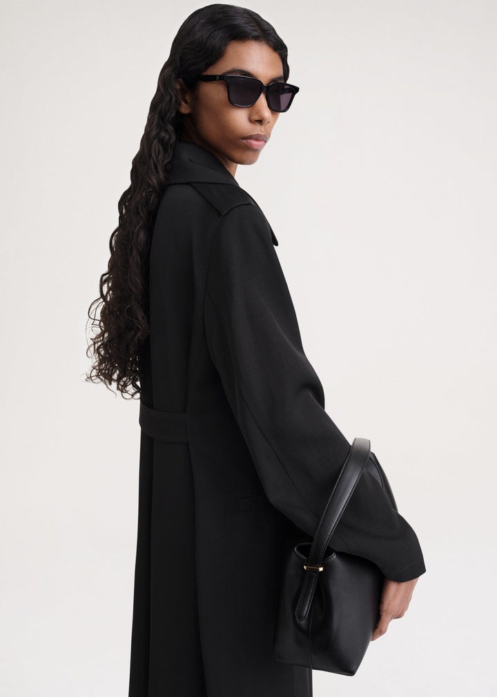 Long fluid summer coat black - 5