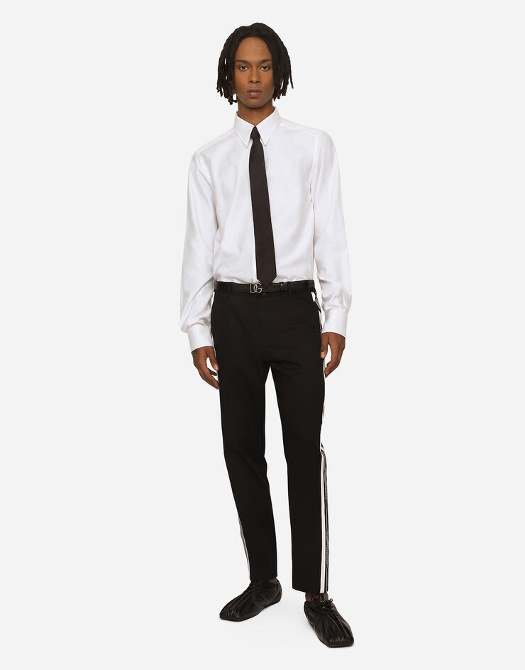 Cotton jacquard Martini-fit shirt with DG Monogram - 5