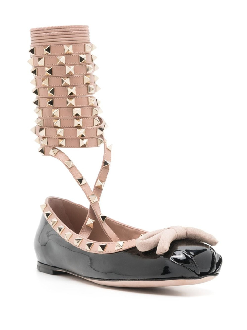 Valentino Rockstud lace-up leather ballerinas outlook