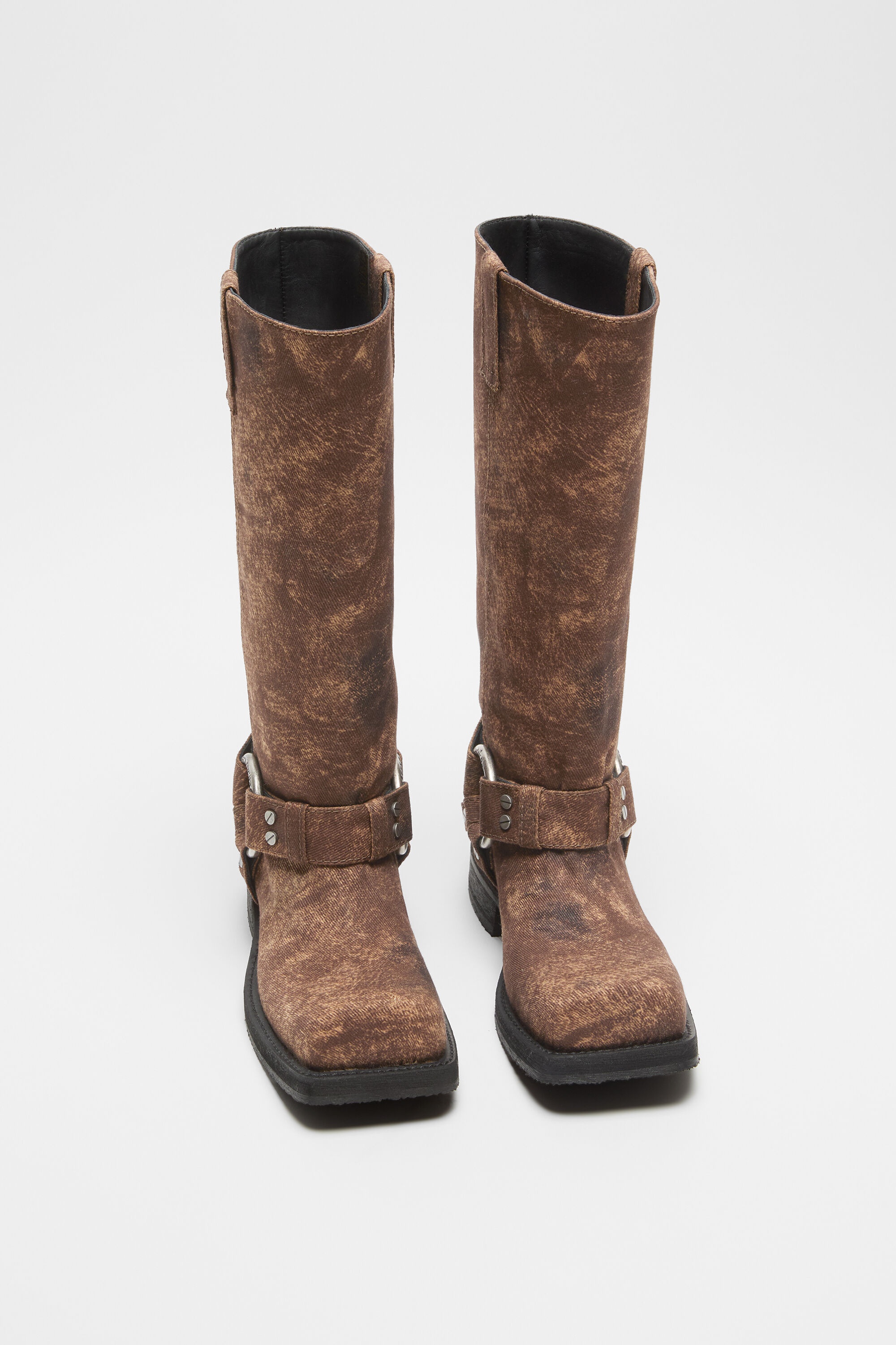 Denim buckle boots - Rust brown - 2