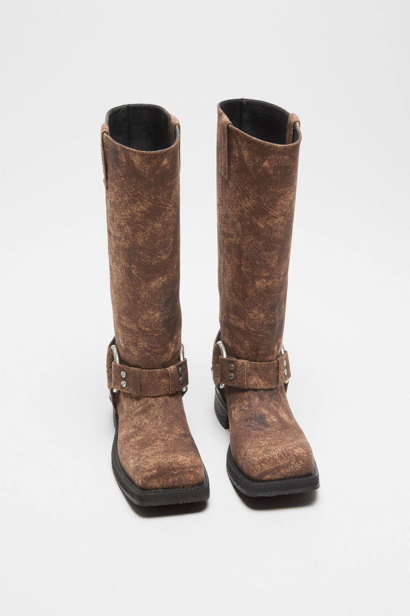 Acne Studios Denim buckle boots - Rust brown outlook