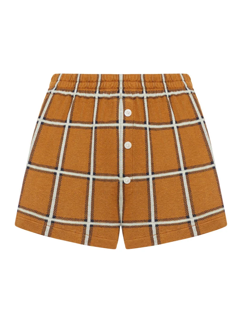 Guest In Residence Women Silk Blend Checked Shorts - 1