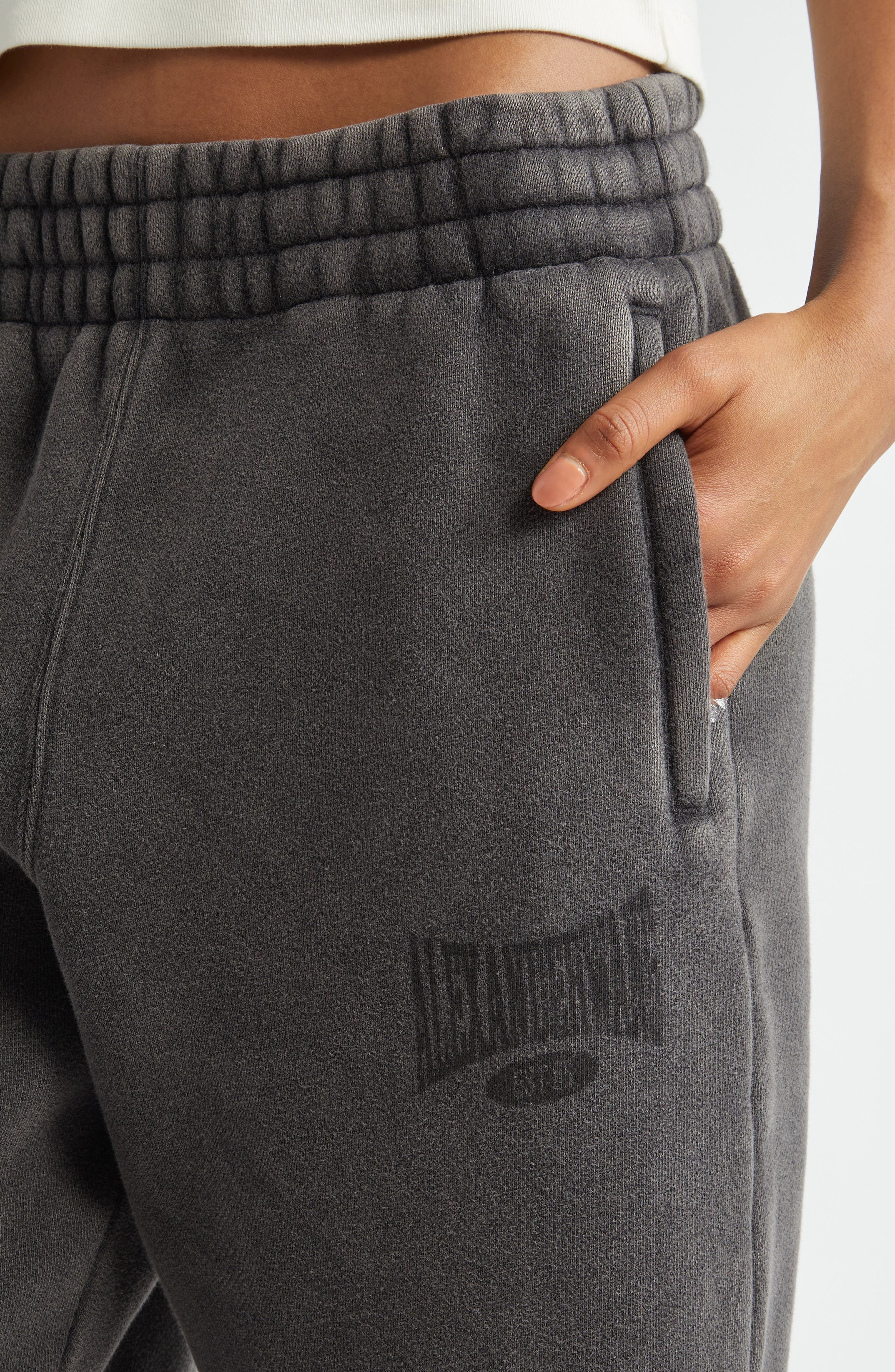 Alexander Wang Logo Graphic Sweatpants in Faded Black at Nordstrom - 5
