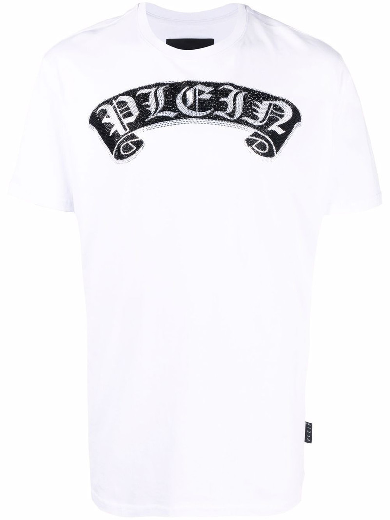 rhinestone-embellished branded T-shirt 1