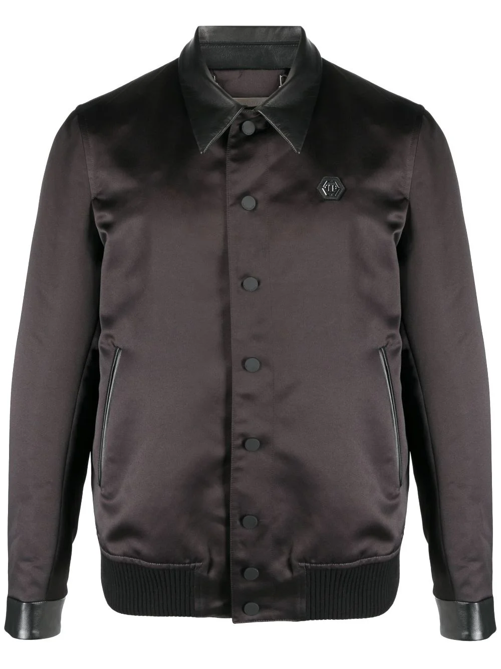 satin-finish graphic-print bomber jacket - 1