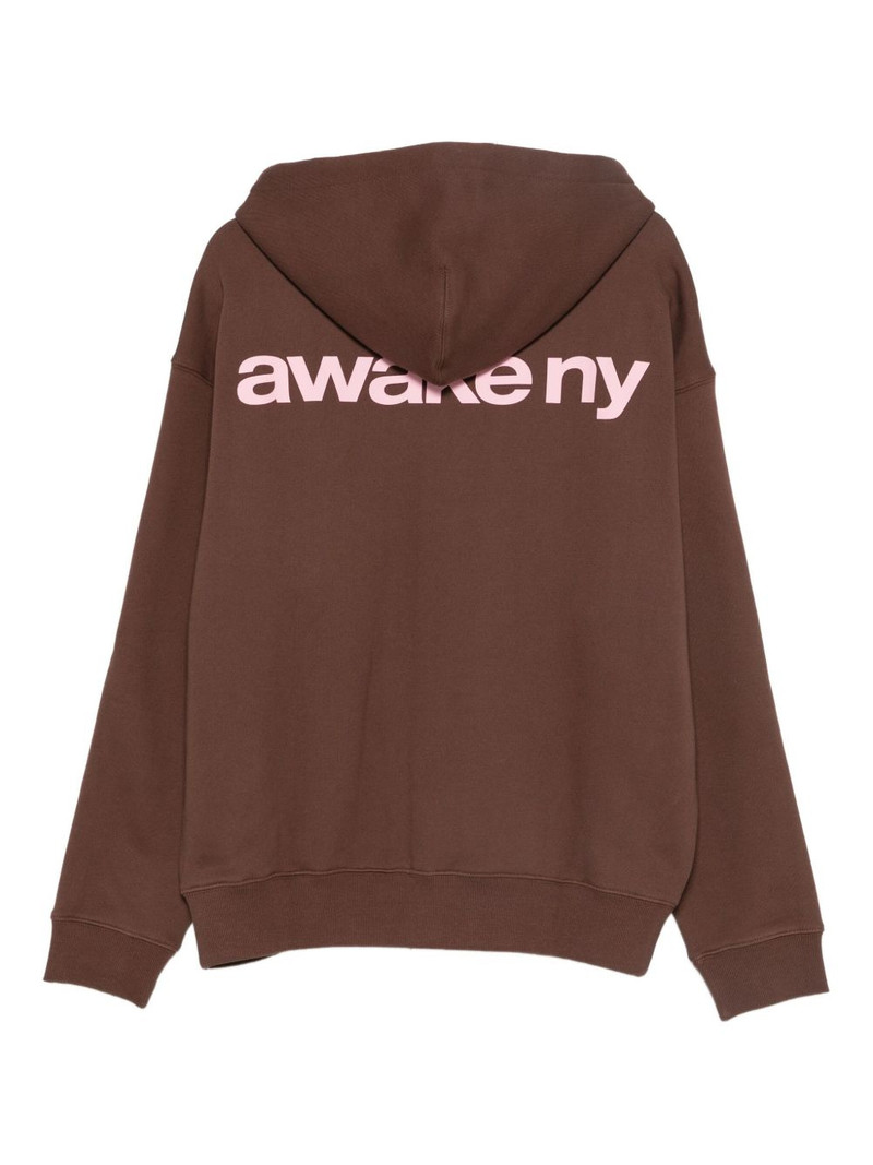 AWAKE NY crown-logo zip-up hoodie outlook