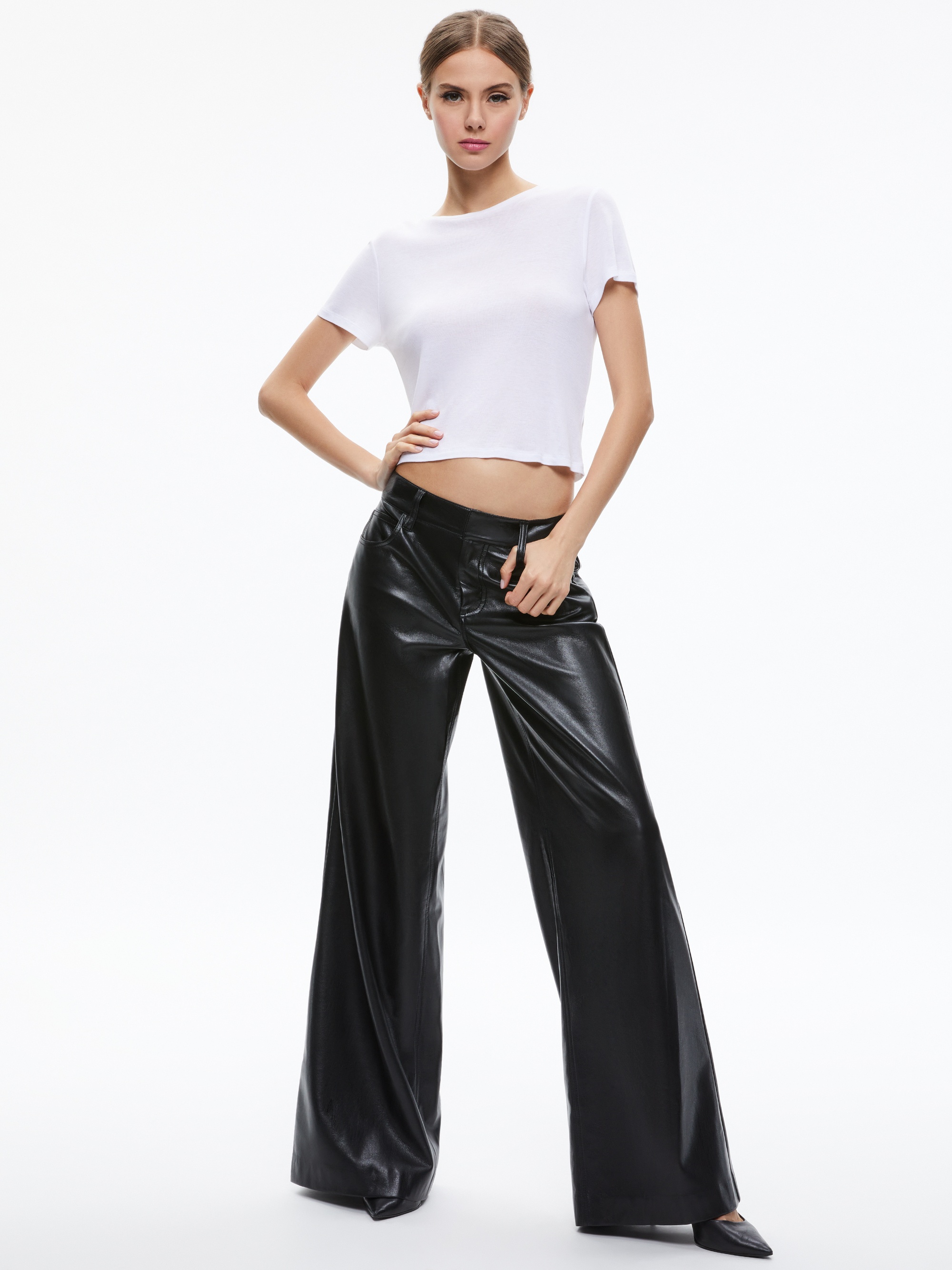 TRISH VEGAN LEATHER WIDE LEG PANT - 6