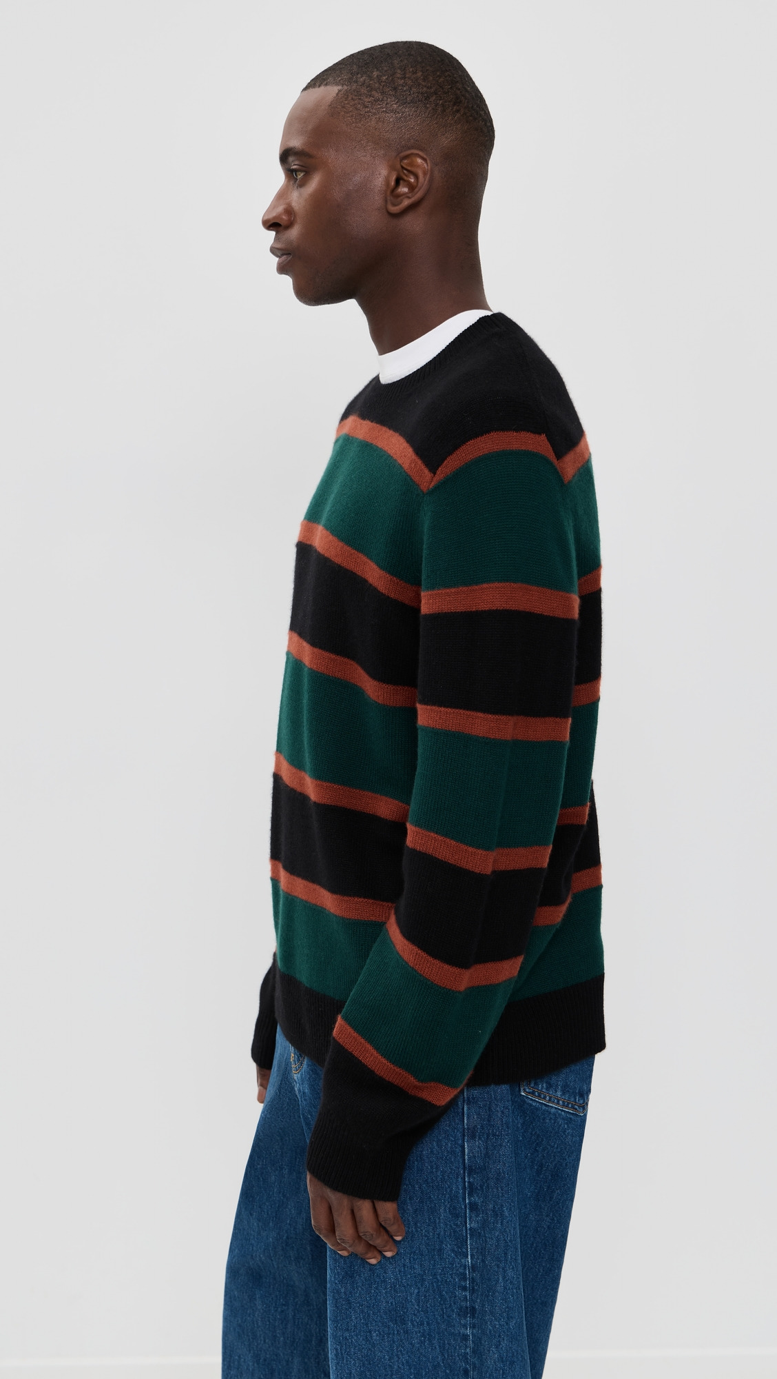 Stripe Cashmere Crew Sweater - 3
