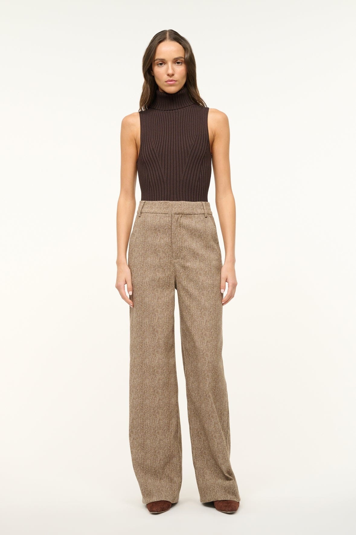 STAUD PRINCE PANT MOCHA HERRINGBONE - 2