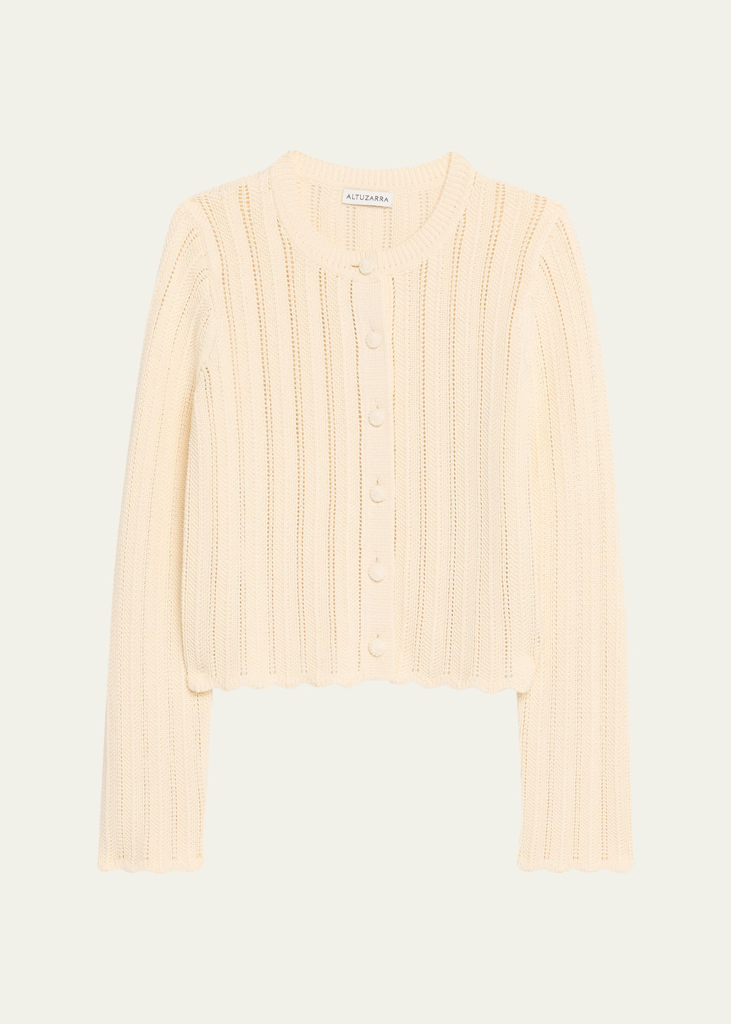 Mariette Pointelle Cotton Knit Cardigan - 1