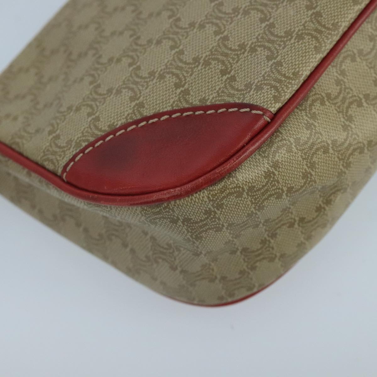 CELINE Macadam Canvas Hand Bag Pvc Leather Beige Red - 16