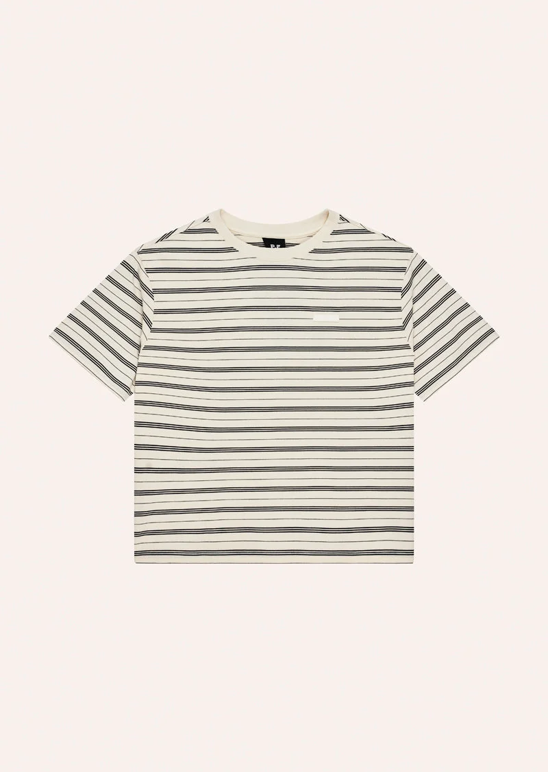 OVERSIZED SPARK TEE IN WHISPER WHITE STRIPE - 1