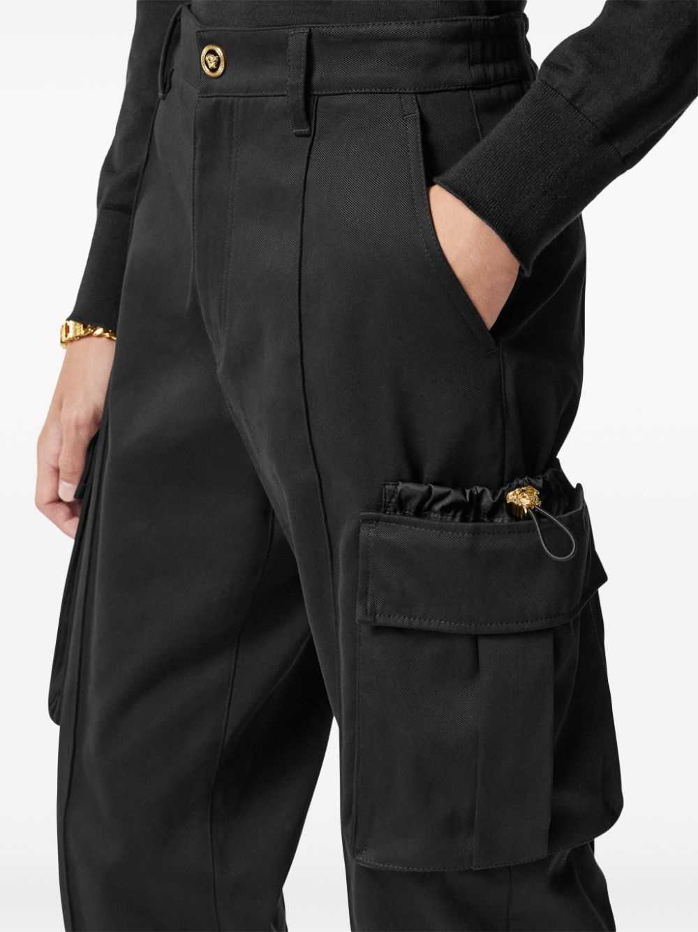 pressed-crease cotton drop-crotch trousers - 3