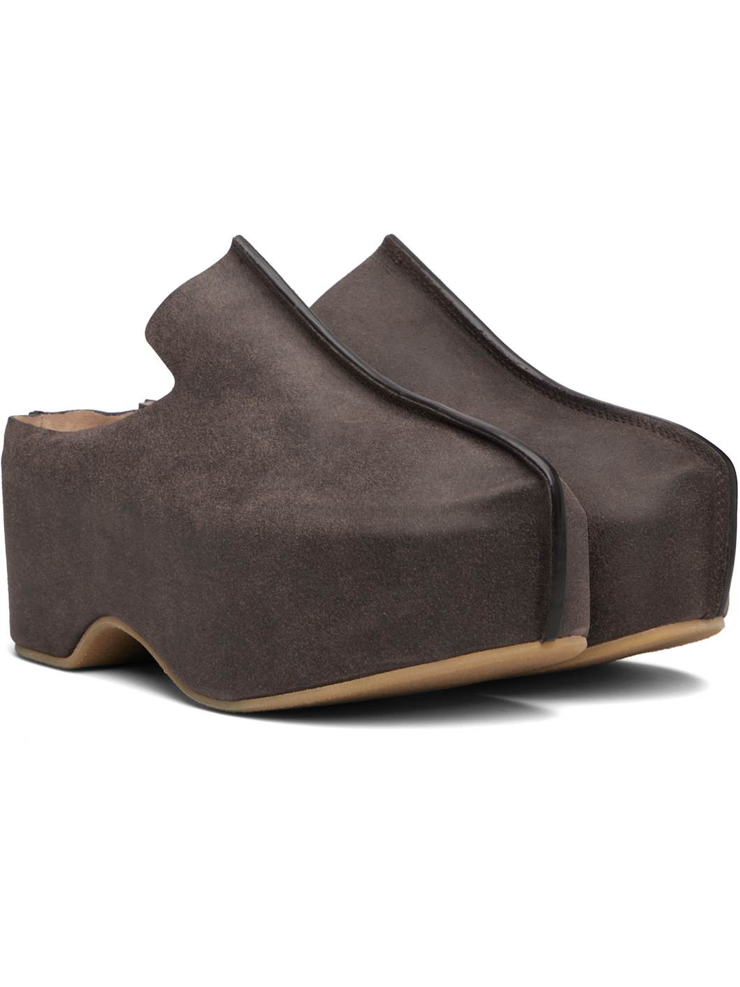 Brown Platform Clogs - 4