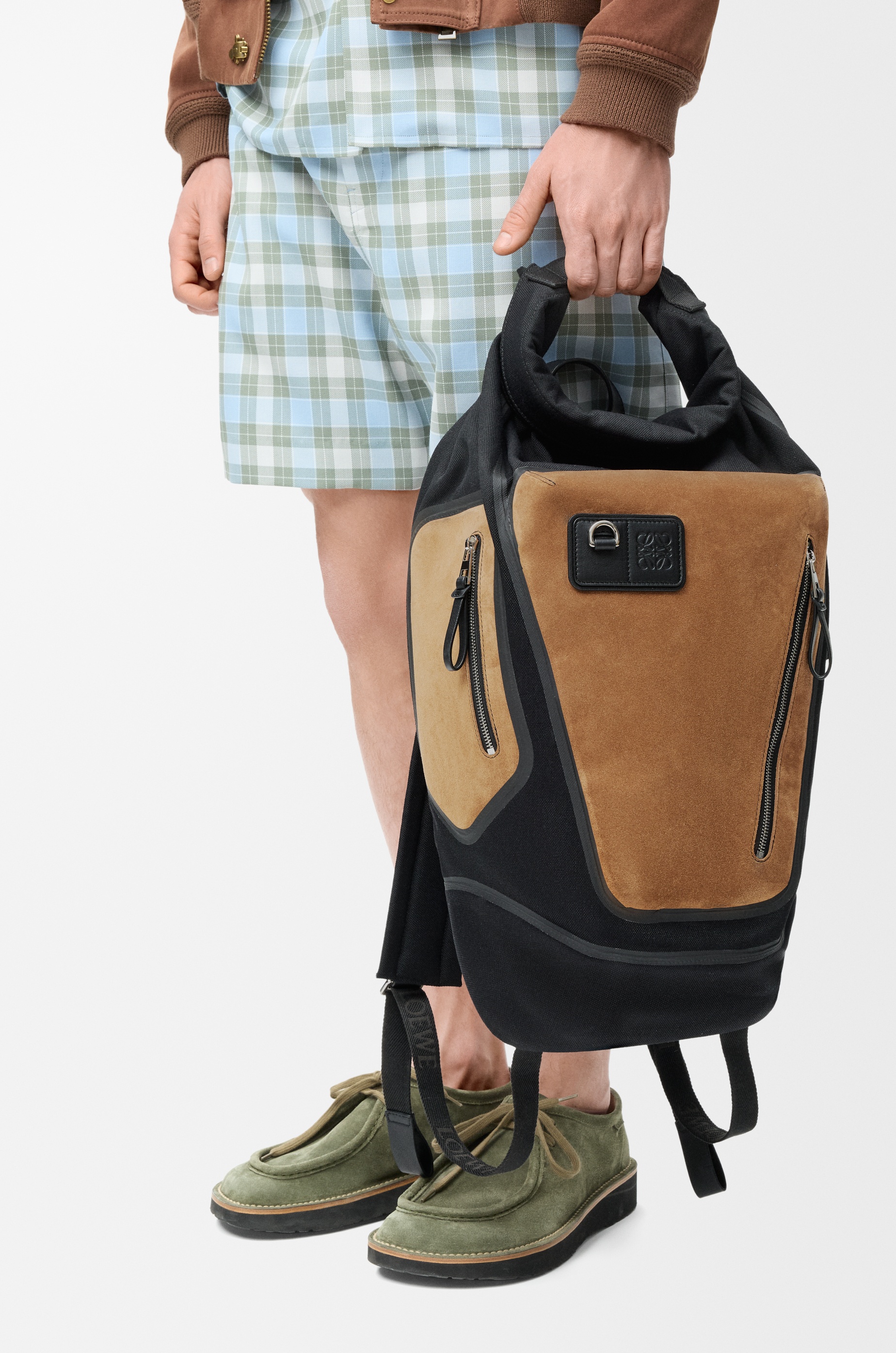 Flex roll-top backpack in canvas and suede - 3