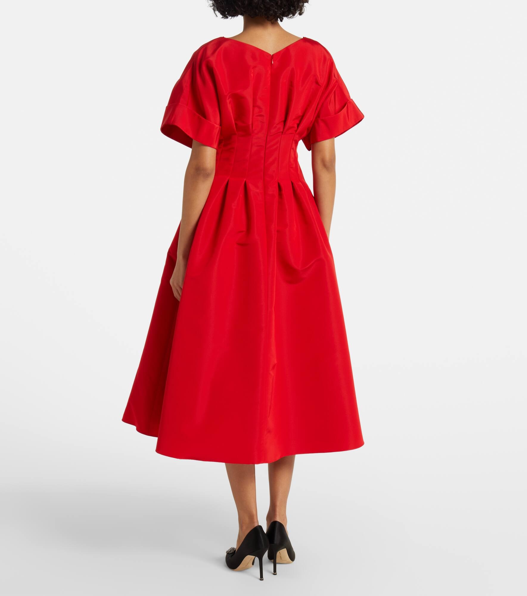 Gathered silk midi dress - 3
