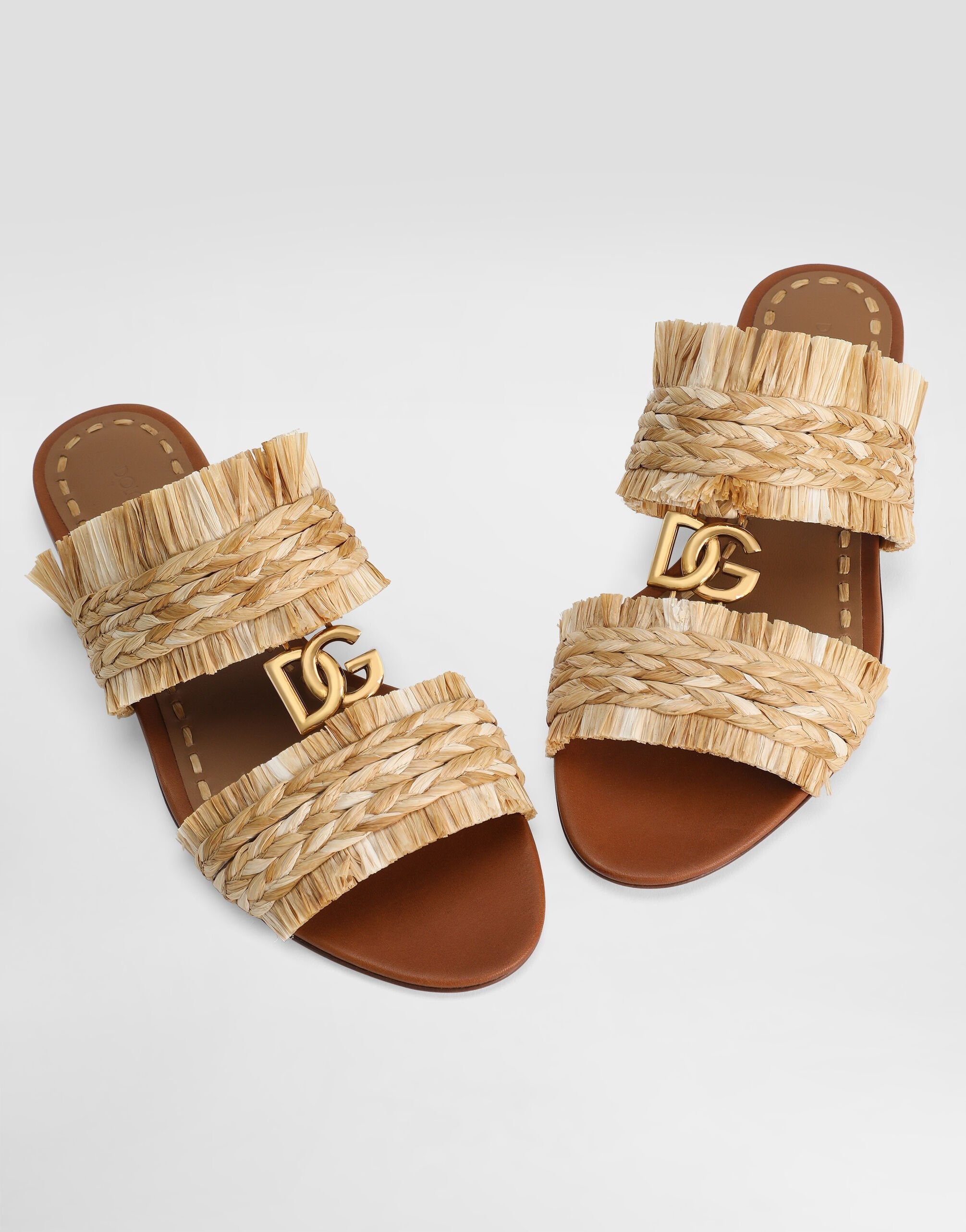 Rafia braided slipper with fringes - 4