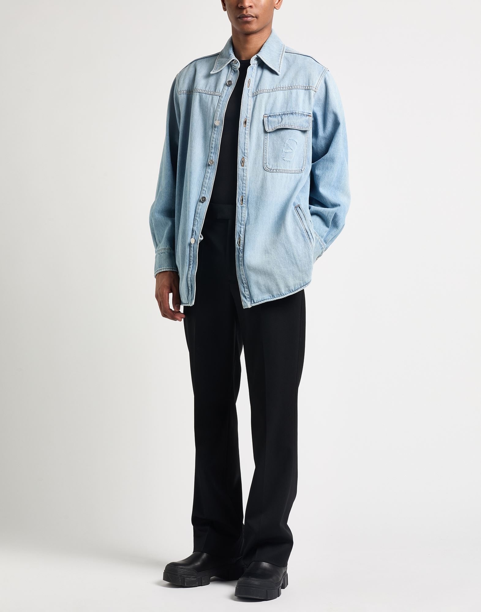 Blue Men's Denim Shirt - 2