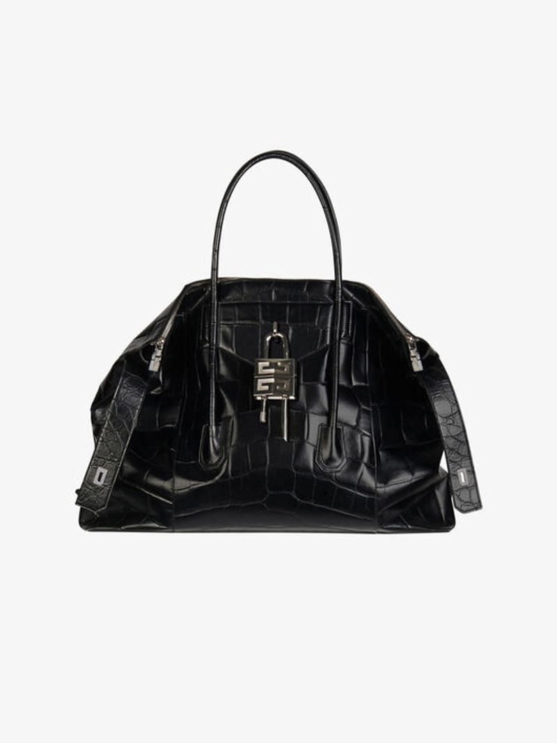 XL ANTIGONA LOCK SOFT BAG IN CROCODILE EFFECT LEATHER 1